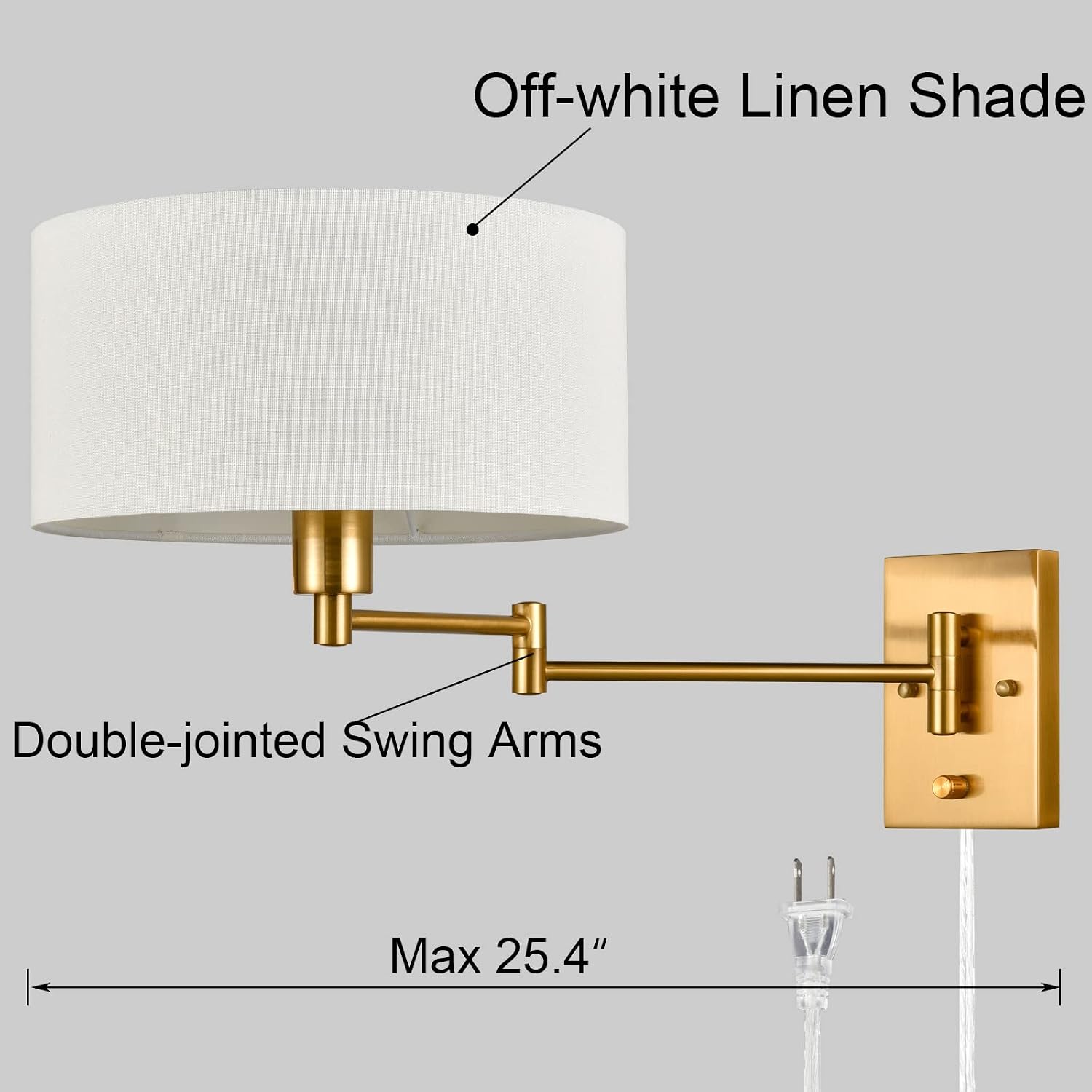 2‑Pack Brass Swing Arm Wall Sconces Dual‑Use