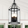 Black Rippled Glass Outdoor Pendant Light