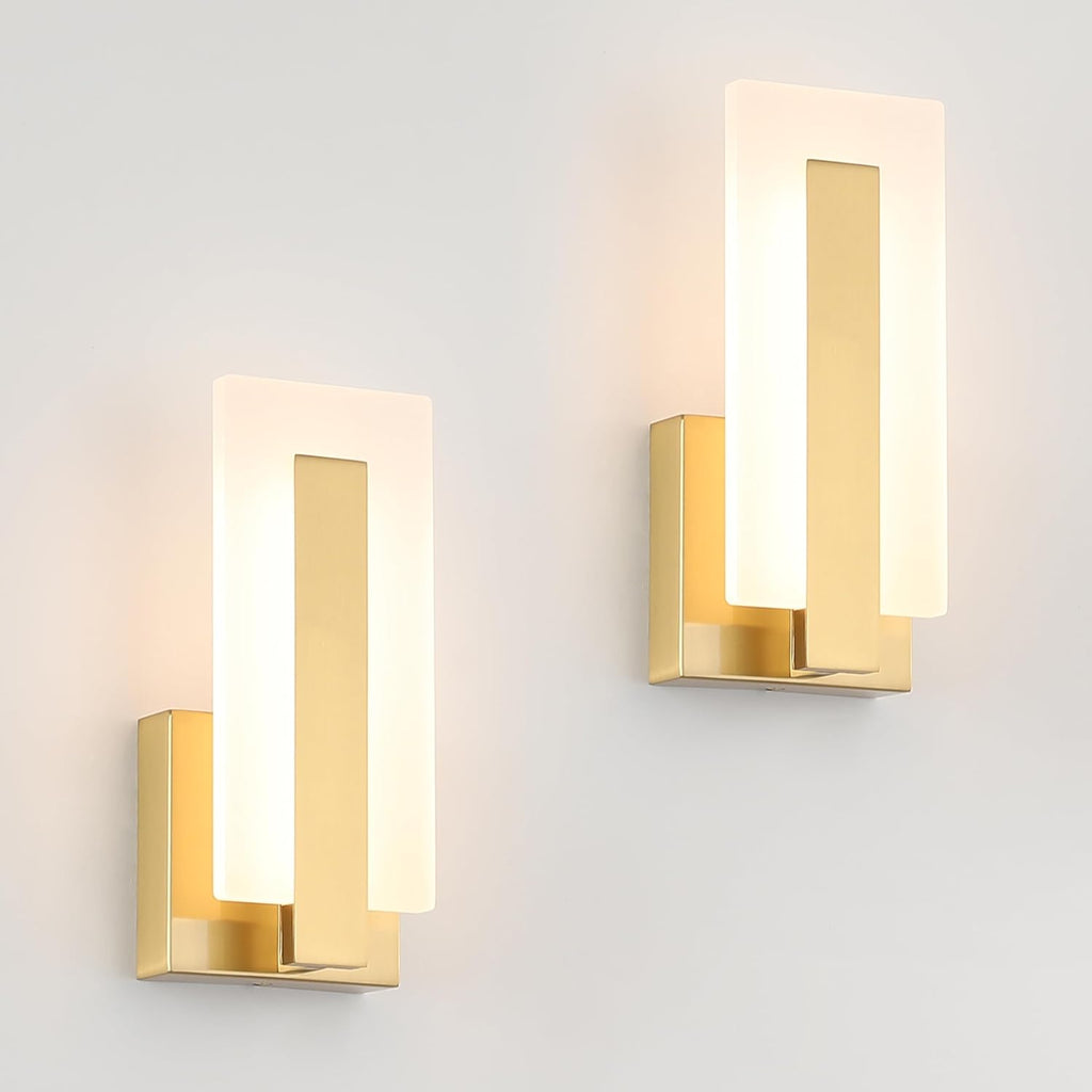 2‑Pack Brass LED Up‑Down Hardwired Wall Sconces