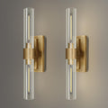 2‑Pack Brass Clear Glass Bathroom Vanity Wall Sconces