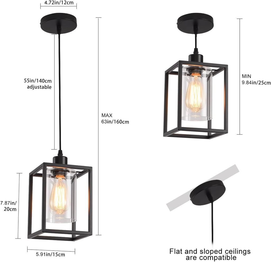 Black Glass Farmhouse Pendant Light