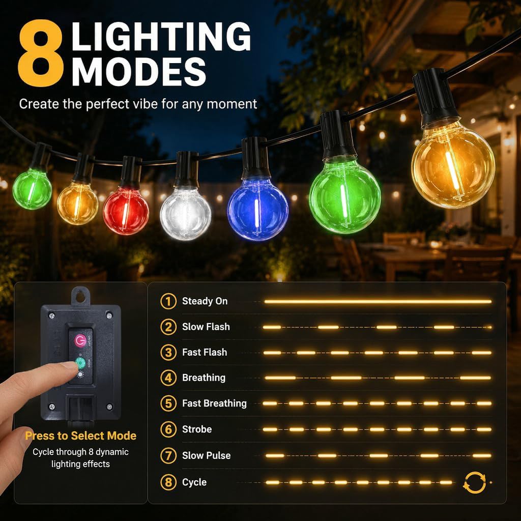Solar Waterproof Multicolor Outdoor String Lights 16.4ft 10‑LED