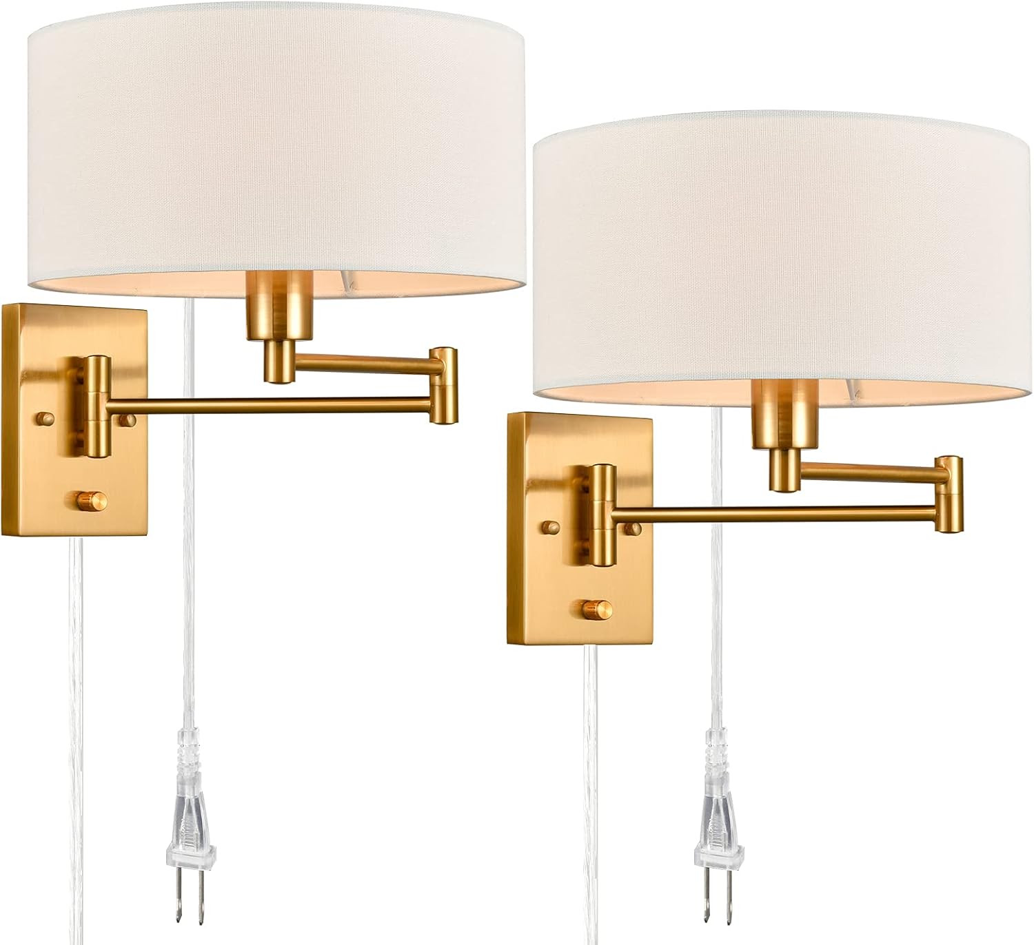 2‑Pack Brass Swing Arm Wall Sconces Dual‑Use