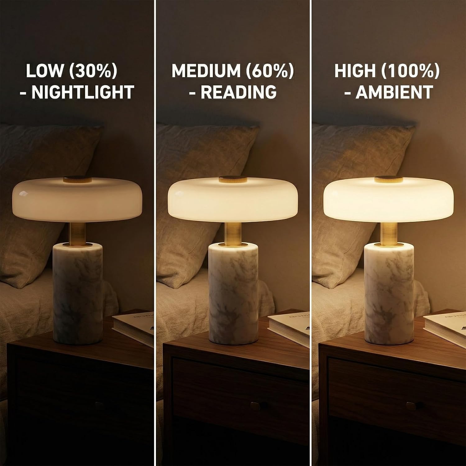 Cordless Touch Marble Table Lamp