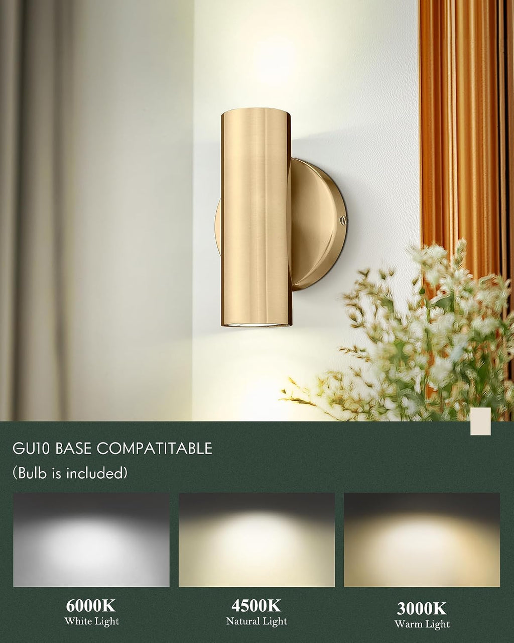 2‑Pack Brass Up‑Down Indoor Wall Sconces