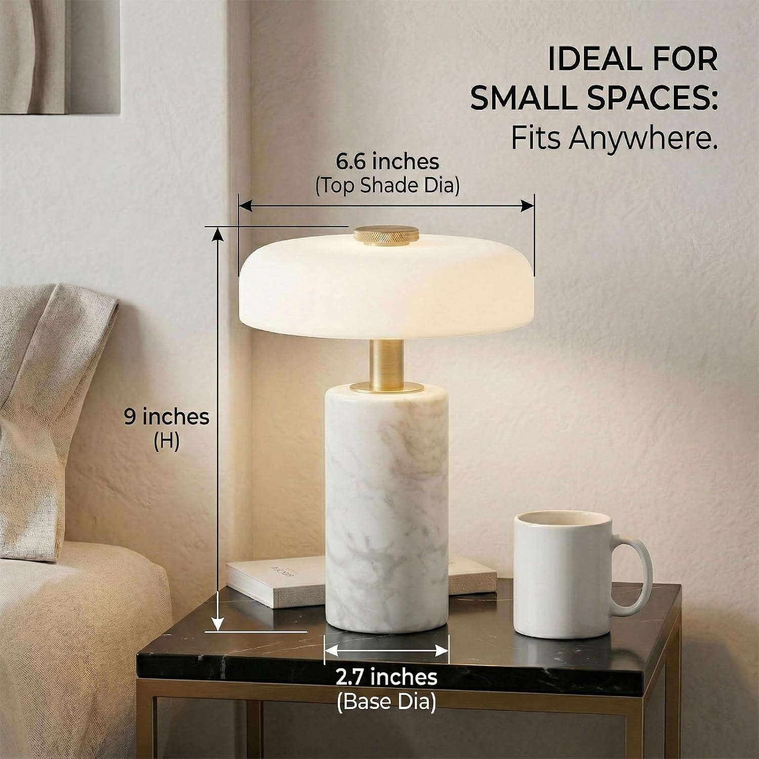Cordless Touch Marble Table Lamp