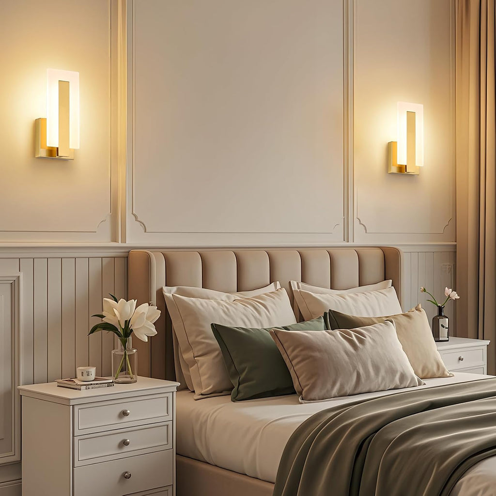 2‑Pack Brass LED Up‑Down Hardwired Wall Sconces
