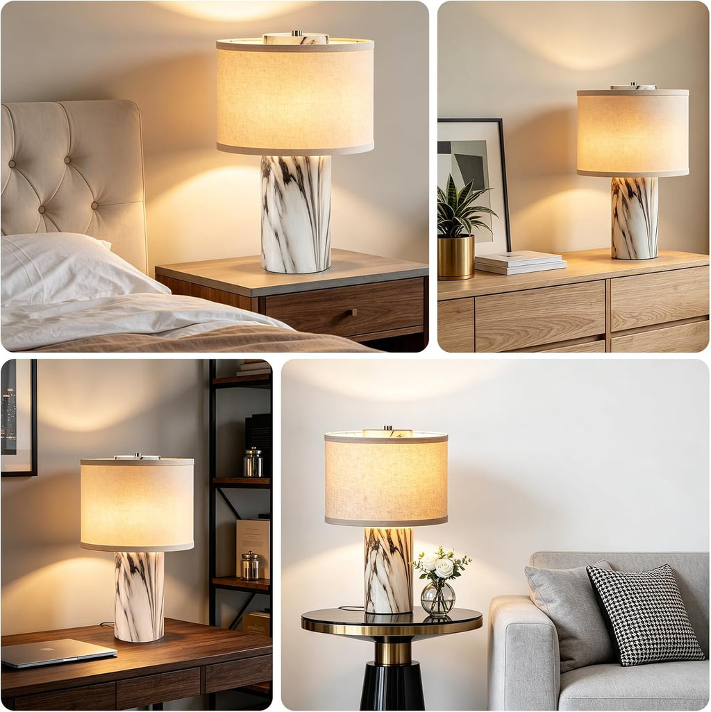 Faux Marble Touch Dimmable Table Lamp