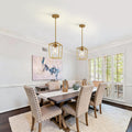 Gold Cage Glass Pendant Lights 2‑Pack