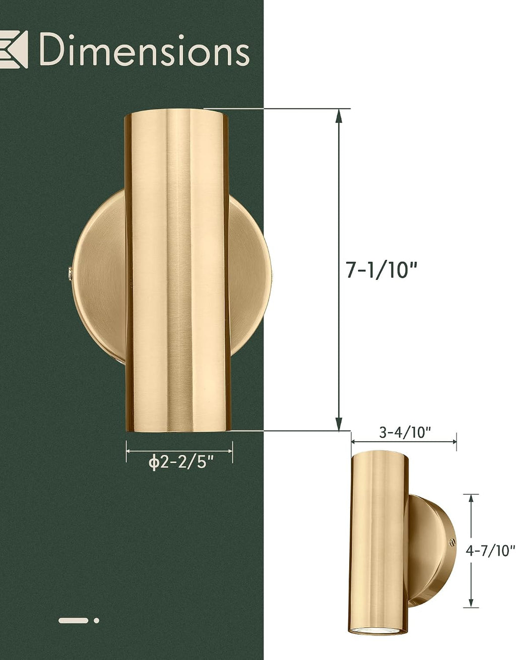 2‑Pack Brass Up‑Down Indoor Wall Sconces