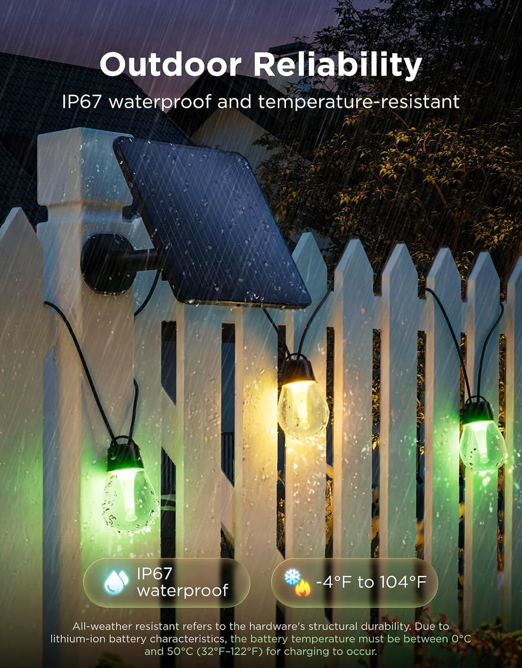 Bluetooth APP‑Controlled Solar RGBICW String Lights