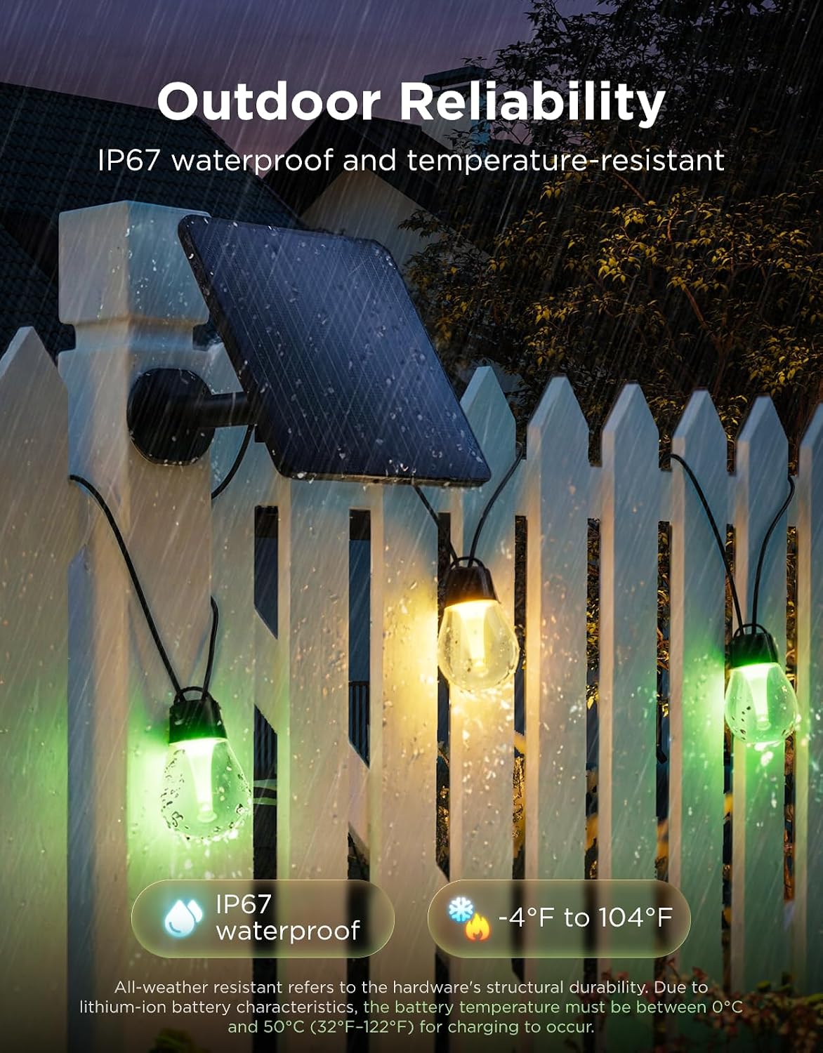 Bluetooth APP‑Controlled Solar RGBICW String Lights