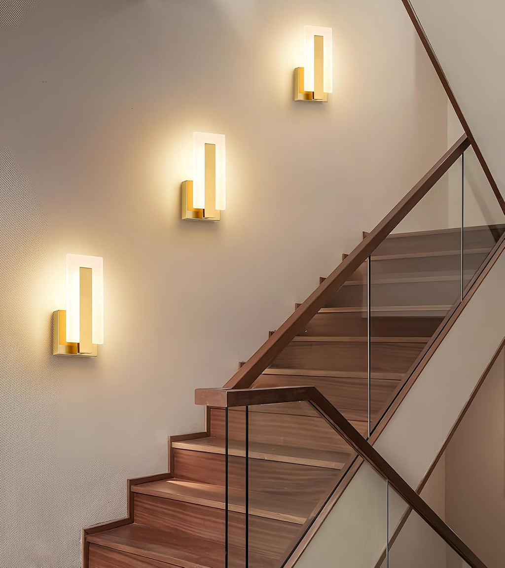 2‑Pack Brass LED Up‑Down Hardwired Wall Sconces
