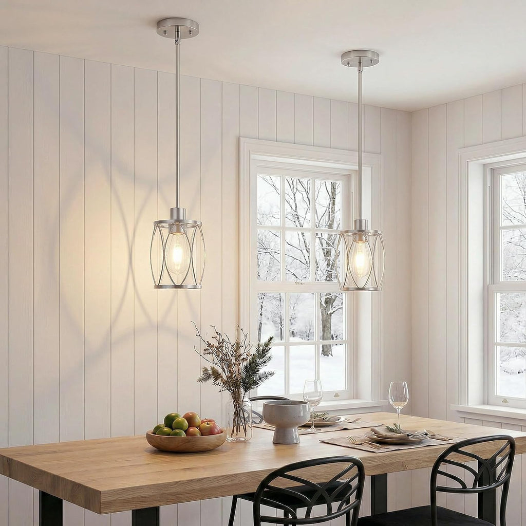 Brushed Nickel Glass Farmhouse Pendant Lights