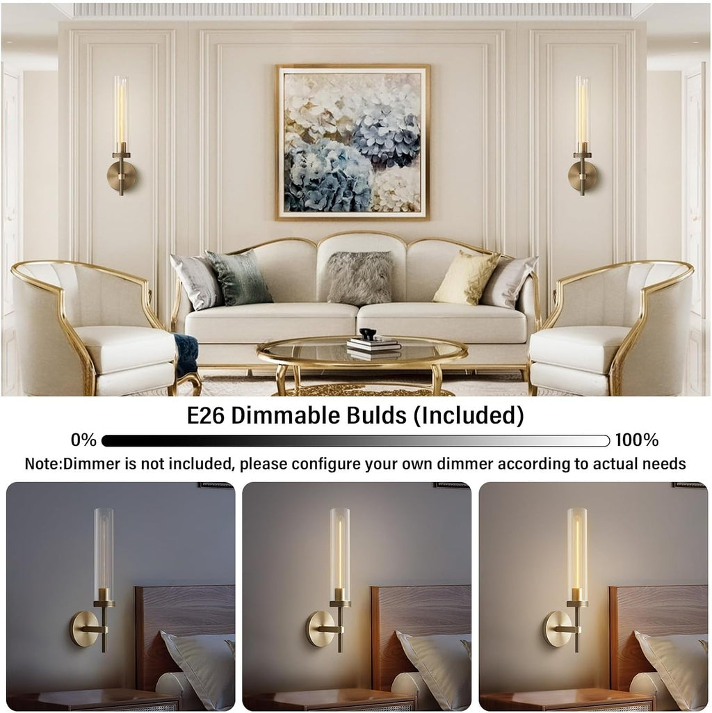 2‑Pack Knurled Brass Bathroom Vanity Wall Sconces