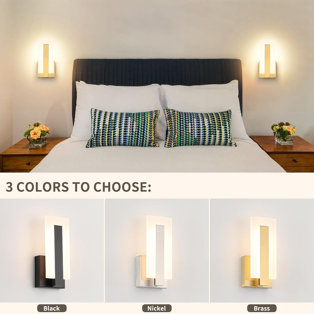 2‑Pack Brass LED Up‑Down Hardwired Wall Sconces