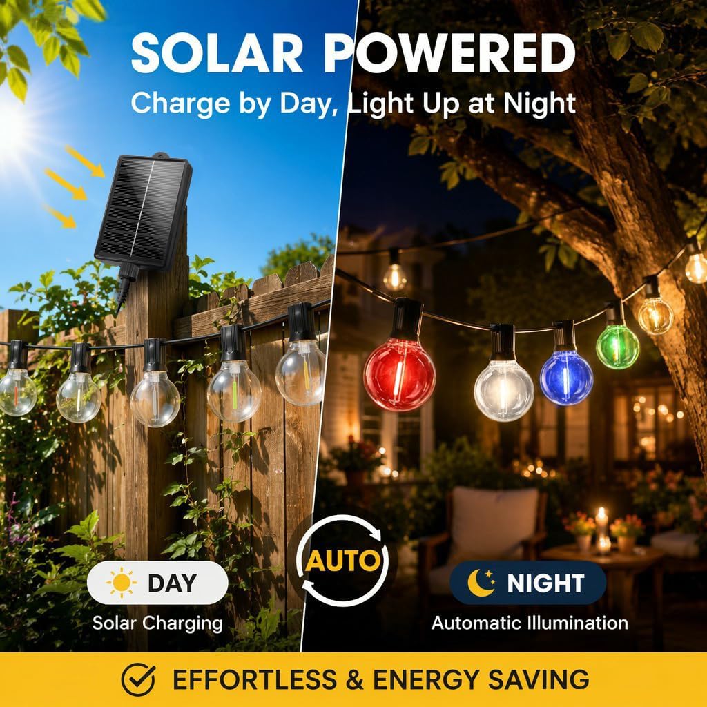 Solar Waterproof Multicolor Outdoor String Lights 16.4ft 10‑LED