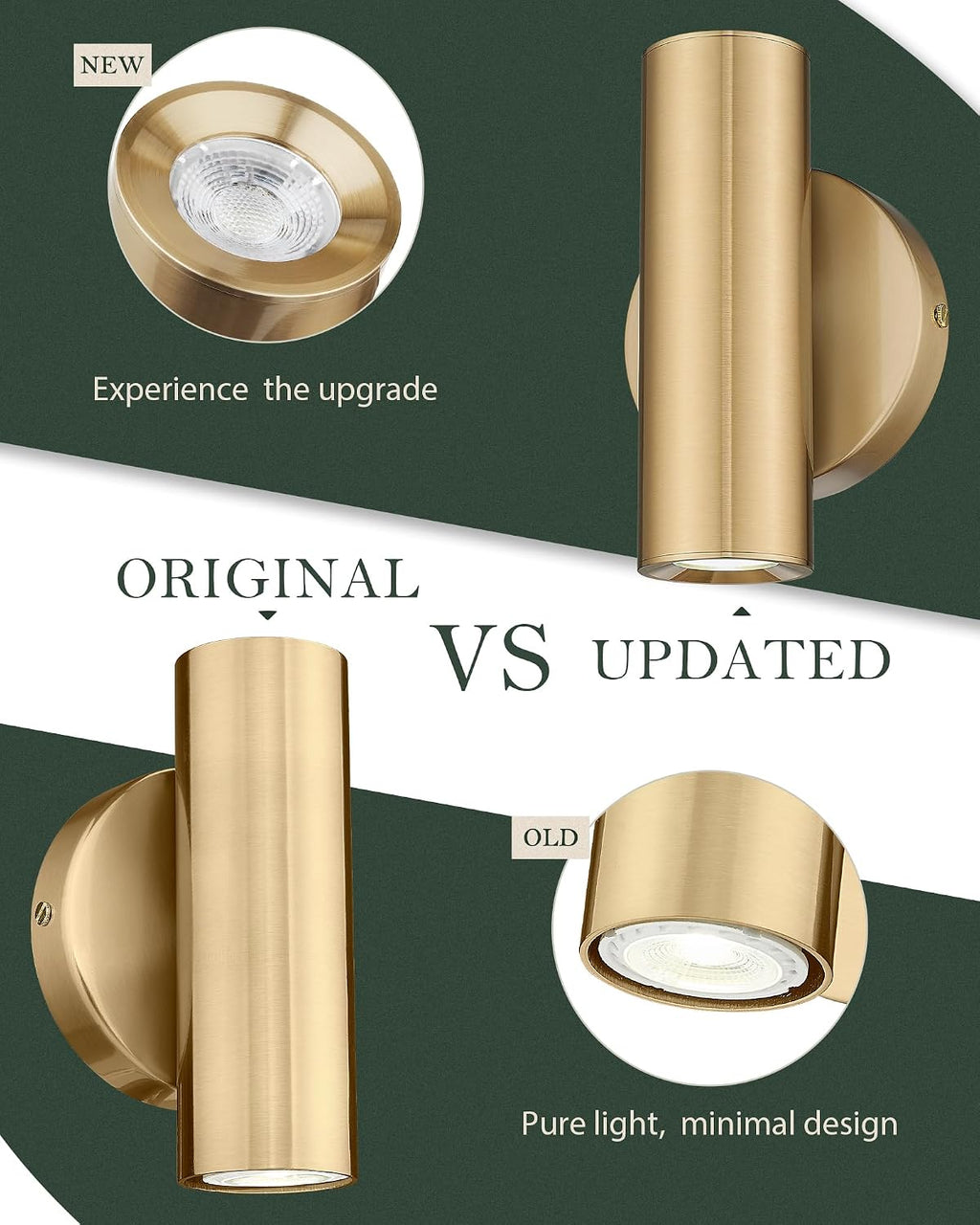 2‑Pack Brass Up‑Down Indoor Wall Sconces