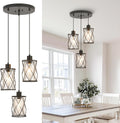 Black Glass Cage Cluster Pendant Light