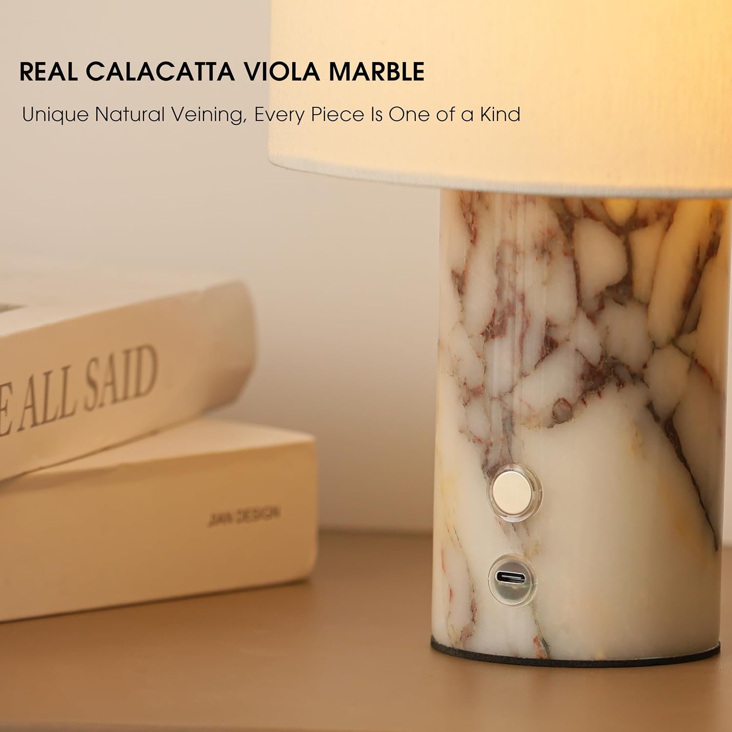 Cordless Touch Marble Table Lamp