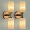 2‑Pack Solid Brass Alabaster Hardwired Wall Sconces