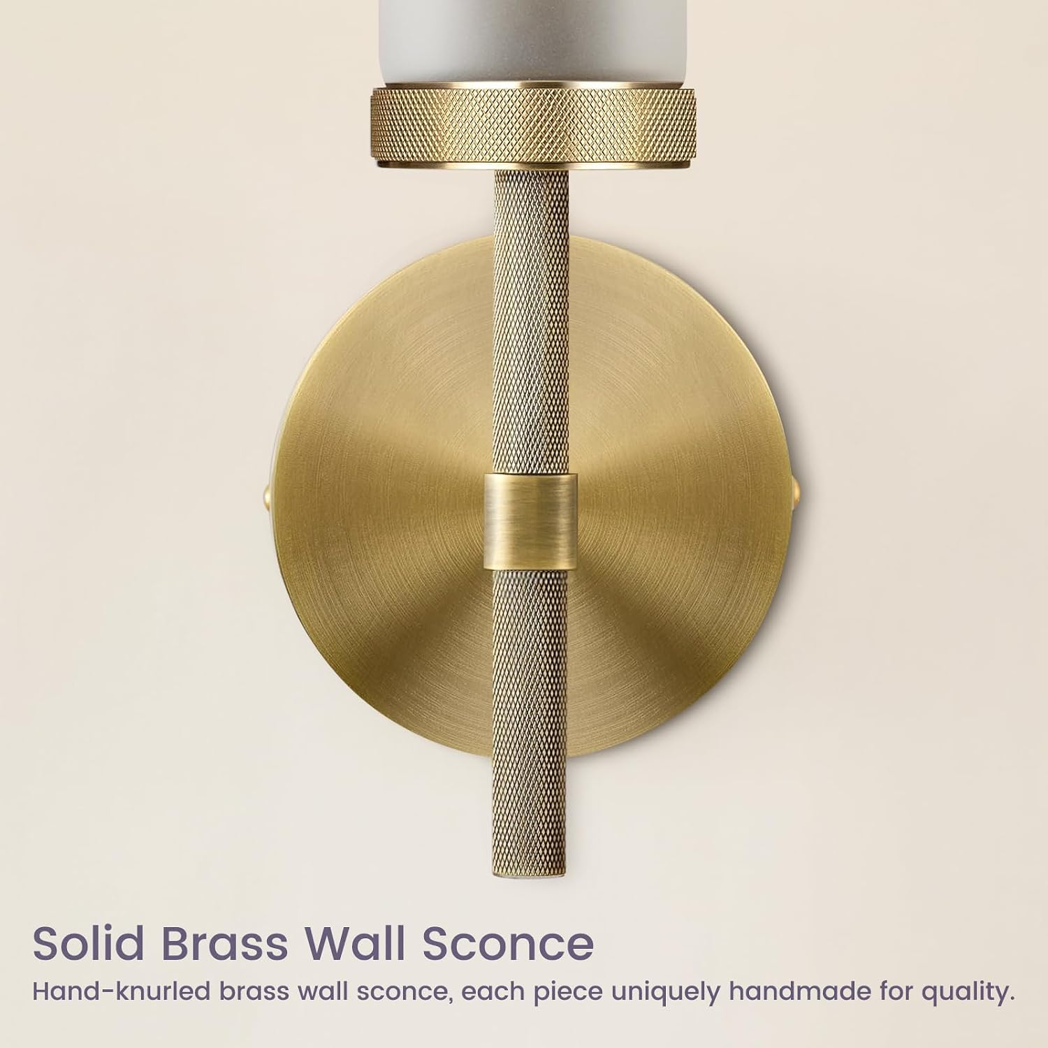Brass Knurled Frosted Glass Bathroom Wall Sconces 2‑Pack