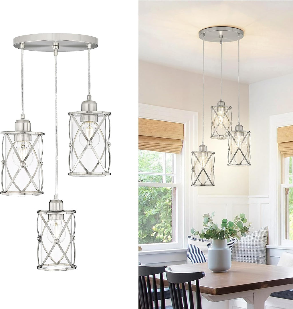 Brushed Nickel Glass Cluster Pendant Light