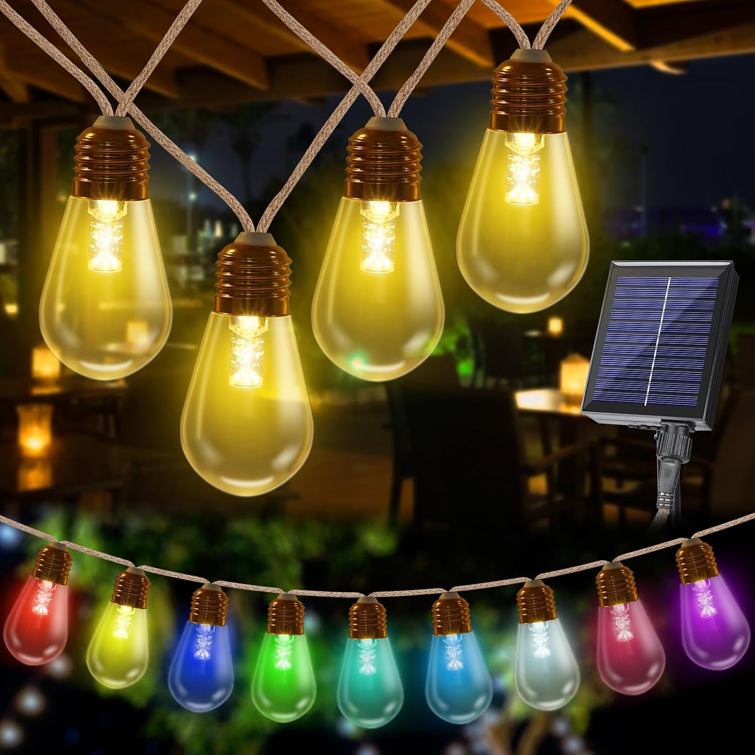 RGB Solar Hemp Rope String Lights