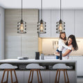 Black Spiral Cage Glass Pendant Lights 2‑Pack