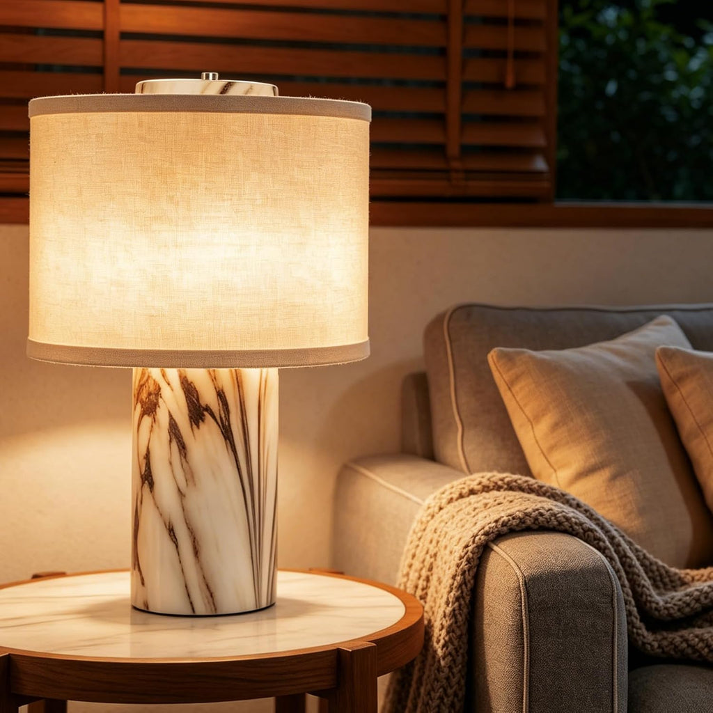 Faux Marble Touch Dimmable Table Lamp