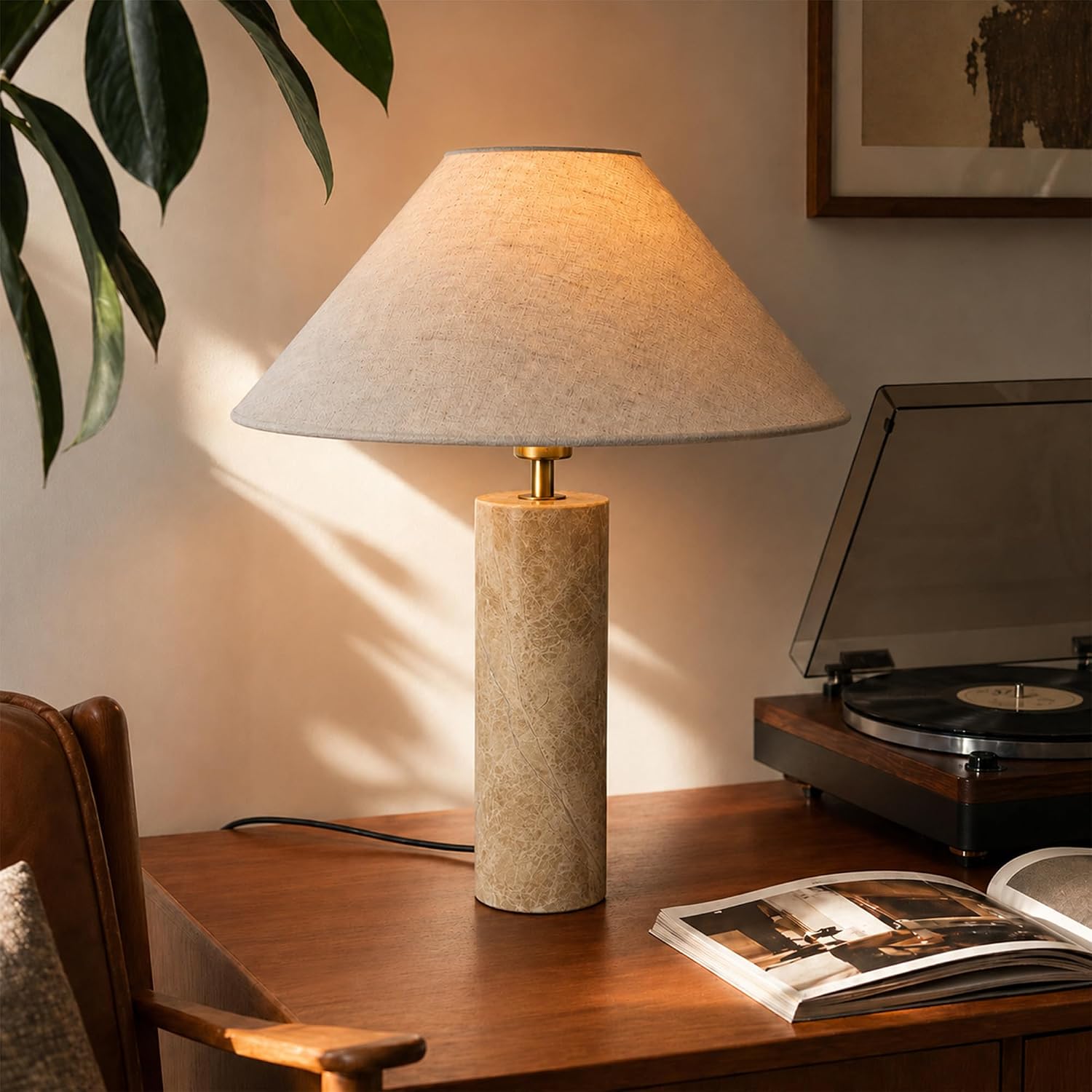 Mid‑Century Marble Table Lamp