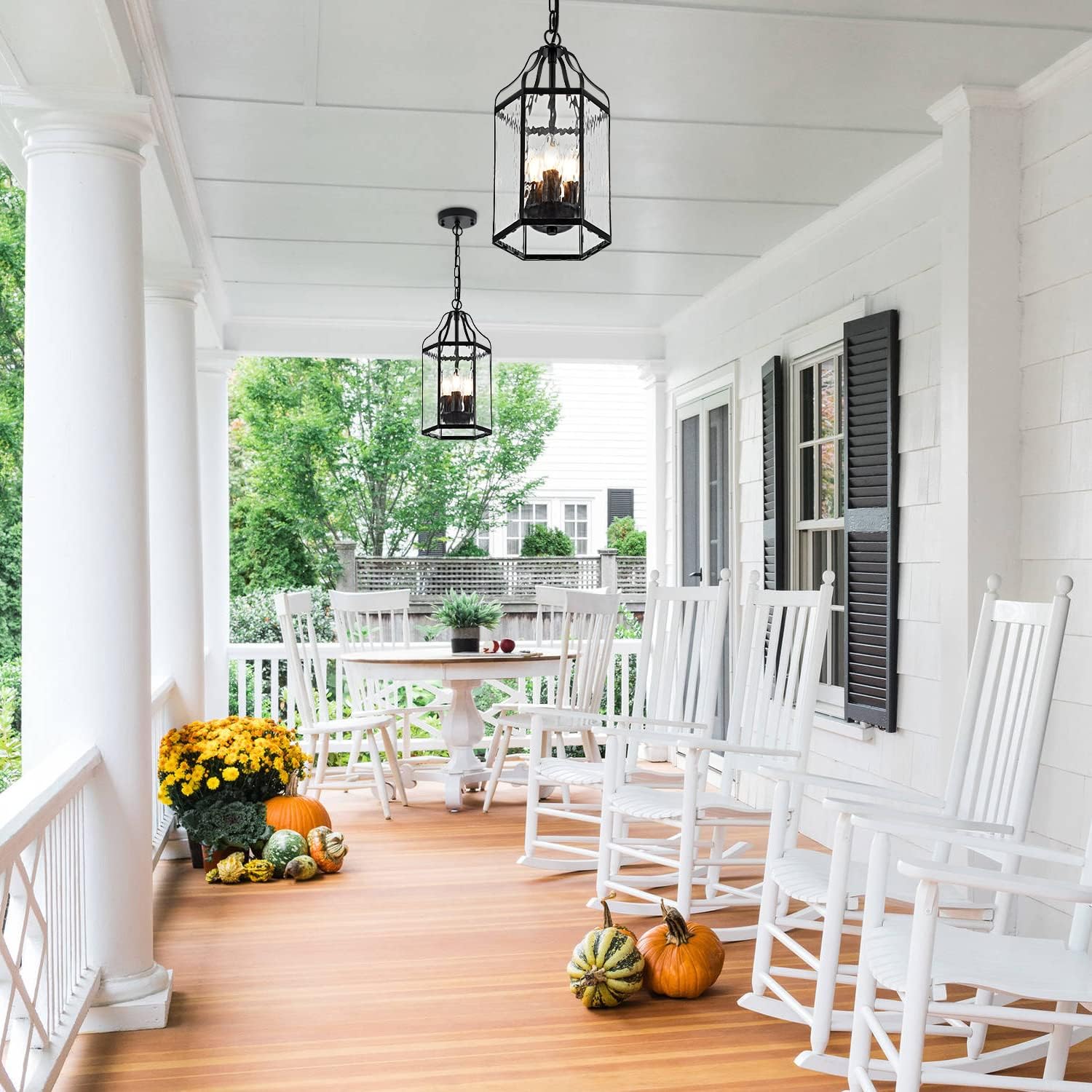 Black Rippled Glass Outdoor Pendant Light