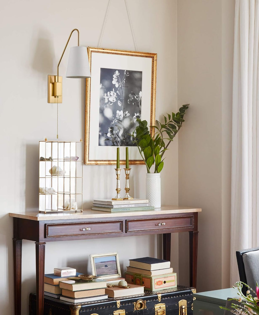 2‑Pack Modern Brass Plug‑in Wall Sconces with Linen Shade