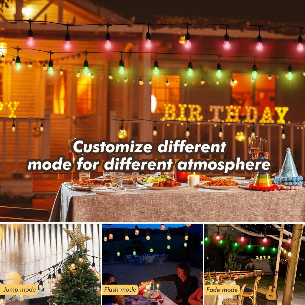 Solar RGB Patio String Lights with Remote