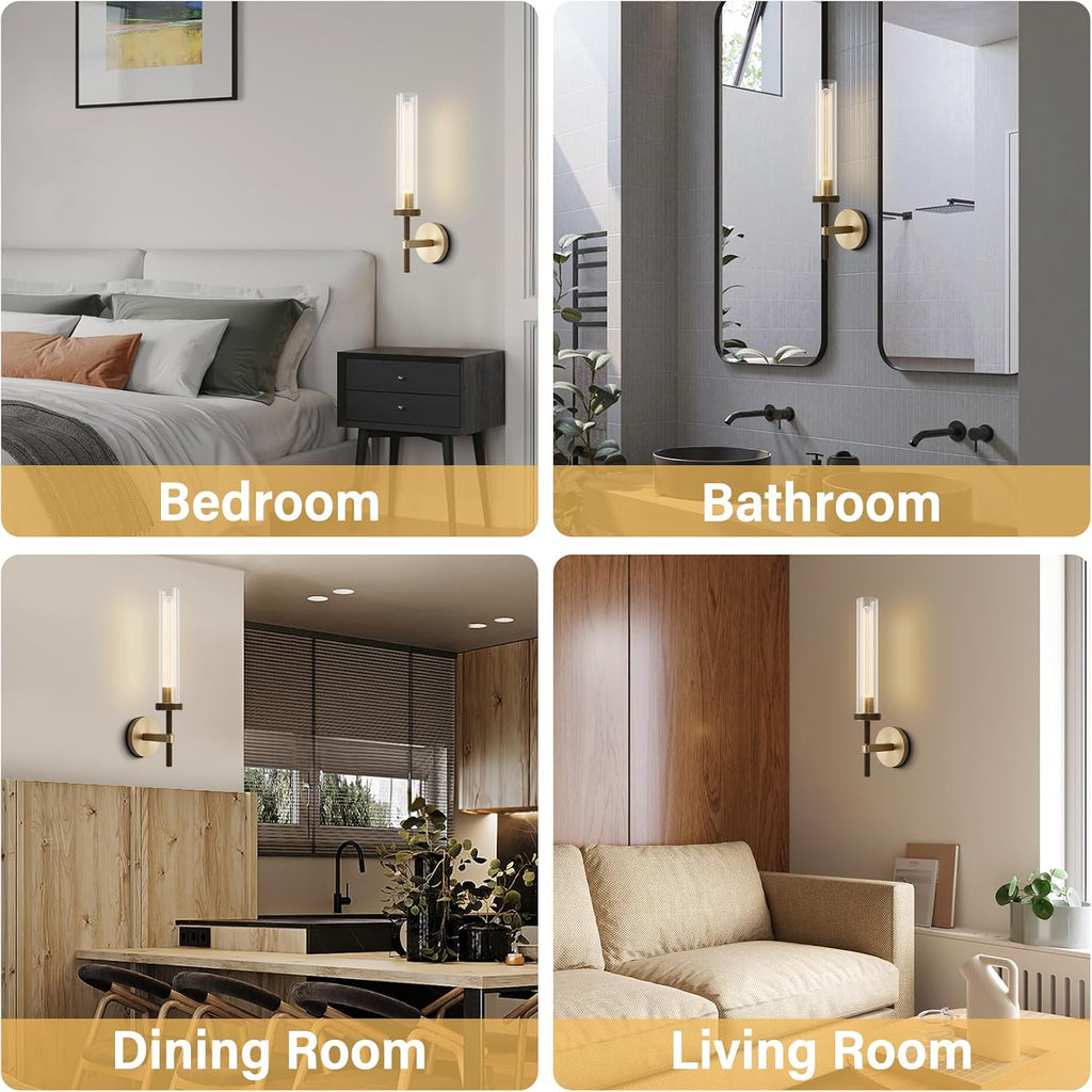 2‑Pack Knurled Brass Bathroom Vanity Wall Sconces