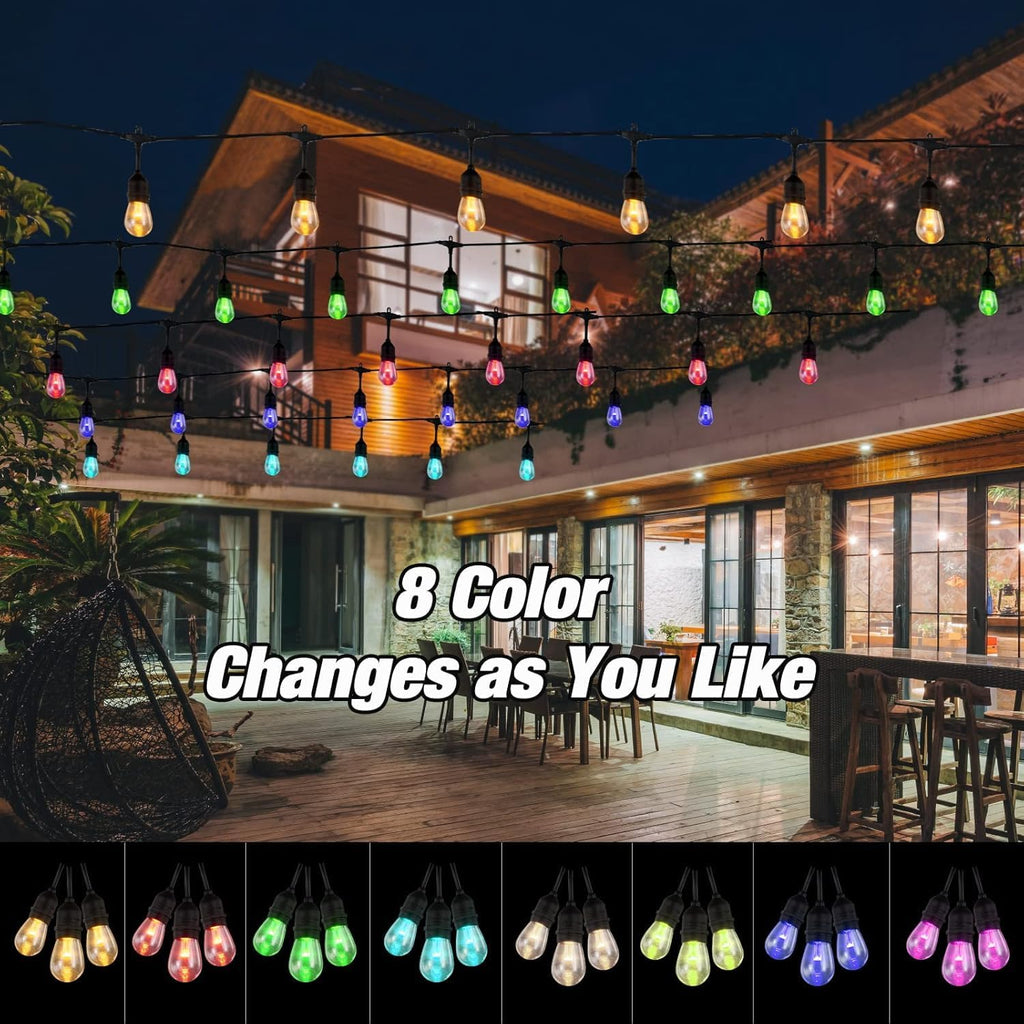 Solar RGB Patio String Lights with Remote