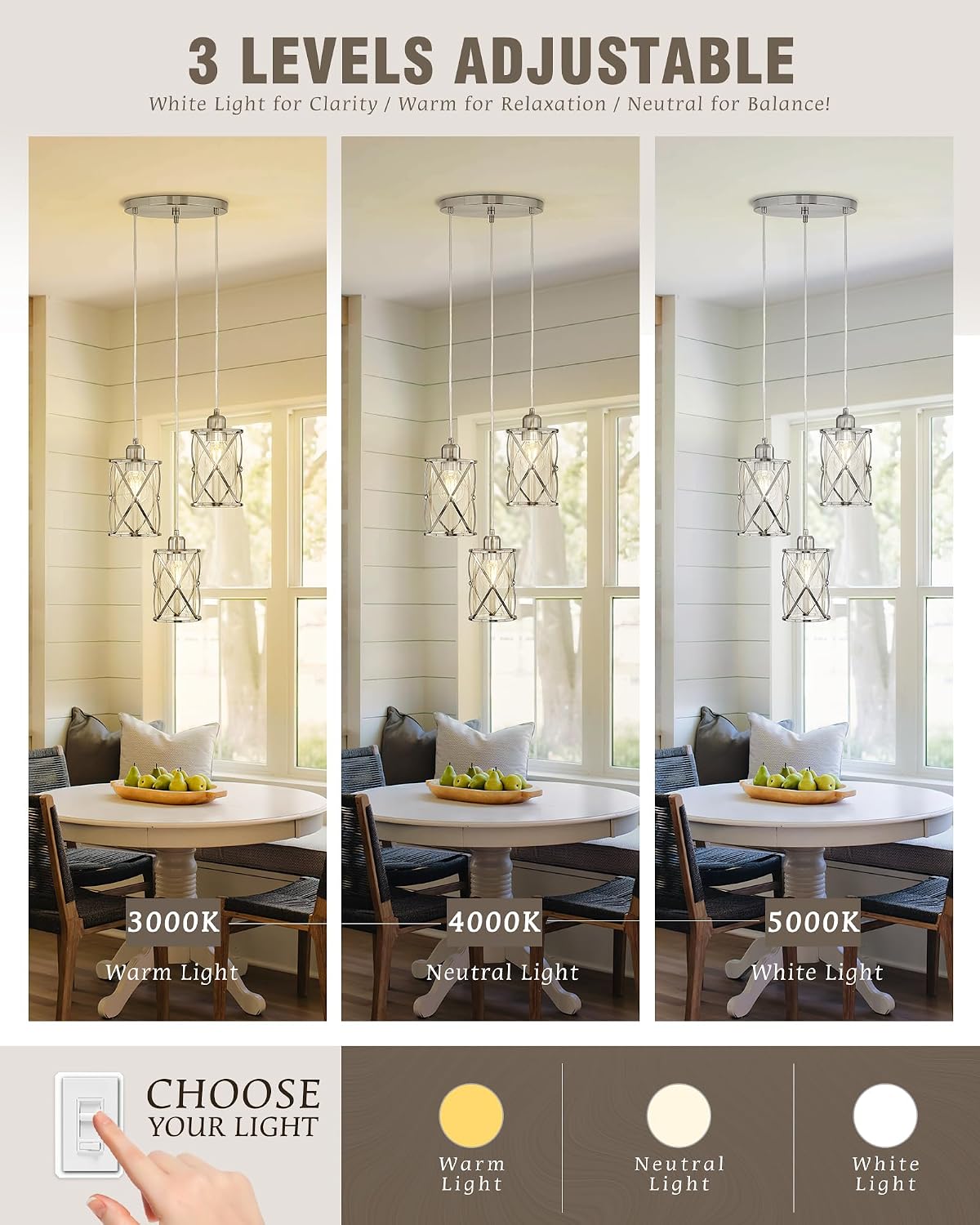 Brushed Nickel Glass Cluster Pendant Light