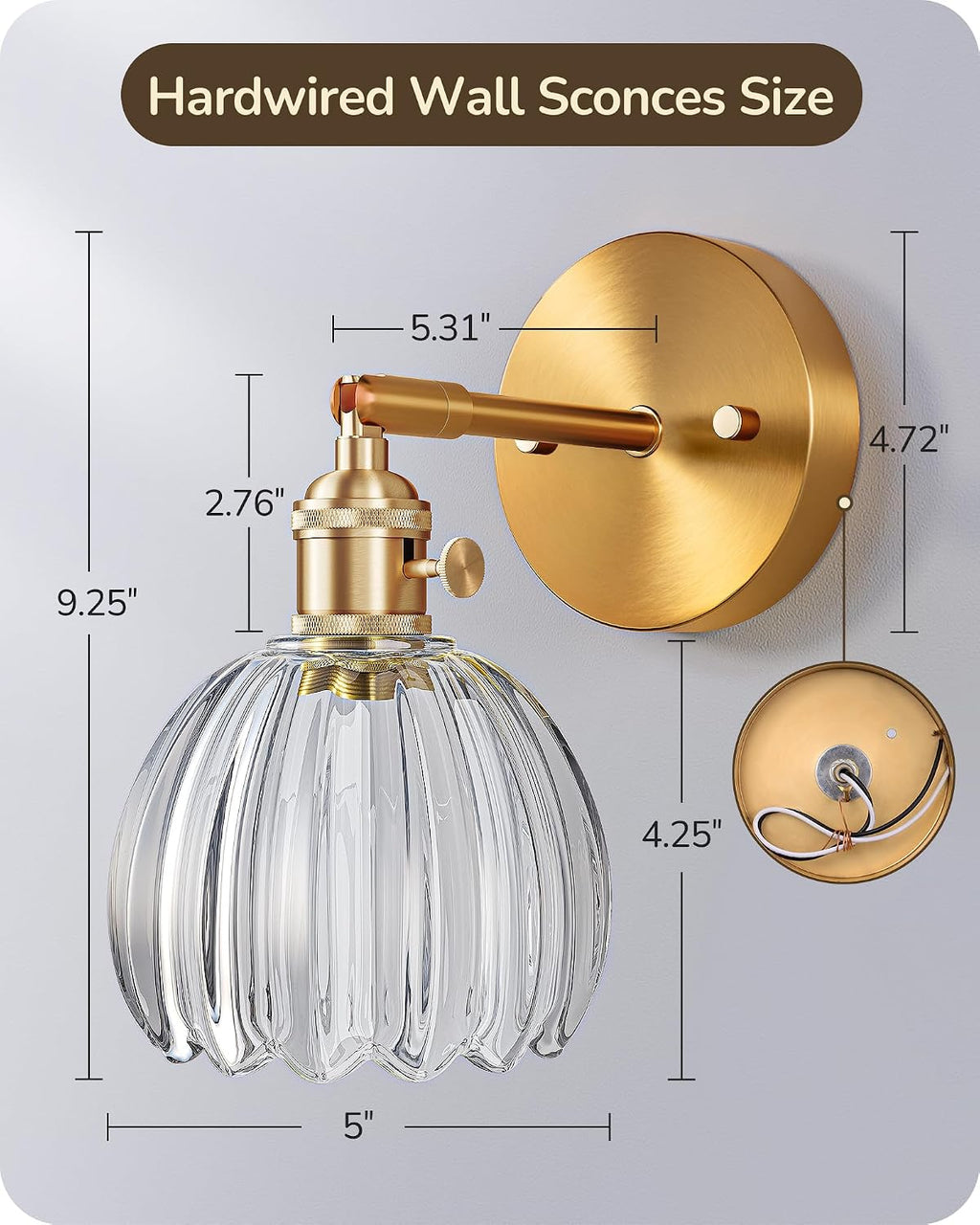 2‑Pack Brass Adjustable Tulip Glass Wall Sconces