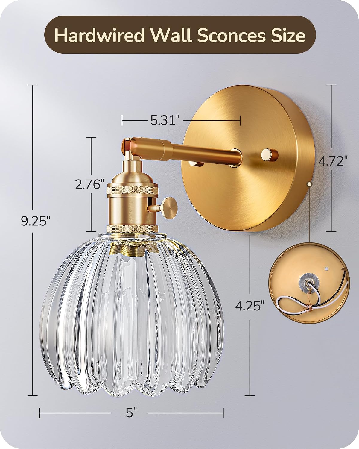 2‑Pack Brass Adjustable Tulip Glass Wall Sconces