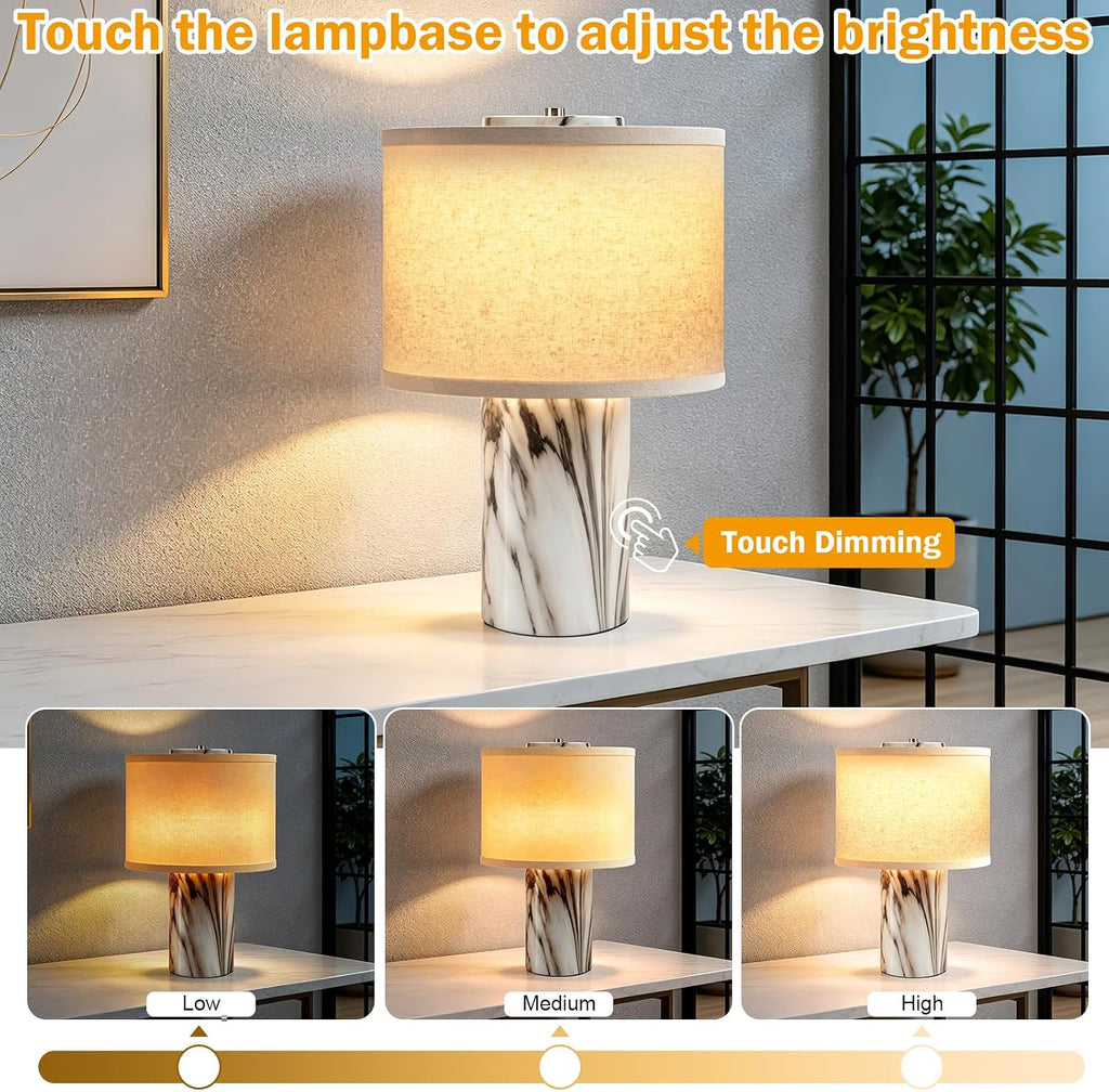 Faux Marble Touch Dimmable Table Lamp