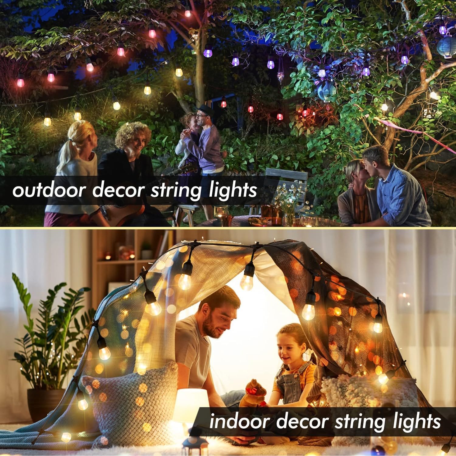 Solar RGB Patio String Lights with Remote
